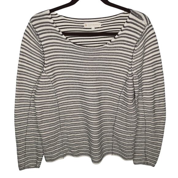 Indigenous Organic Cotton Sweater Striped Small Hand Loomed Peru Fisherman - Picture 1 of 9